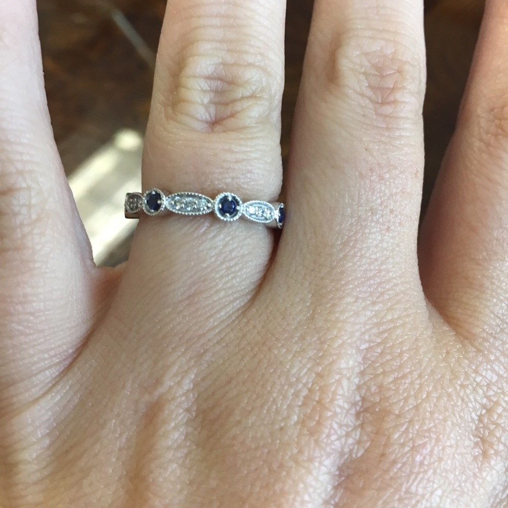 Diamond and sapphire ring